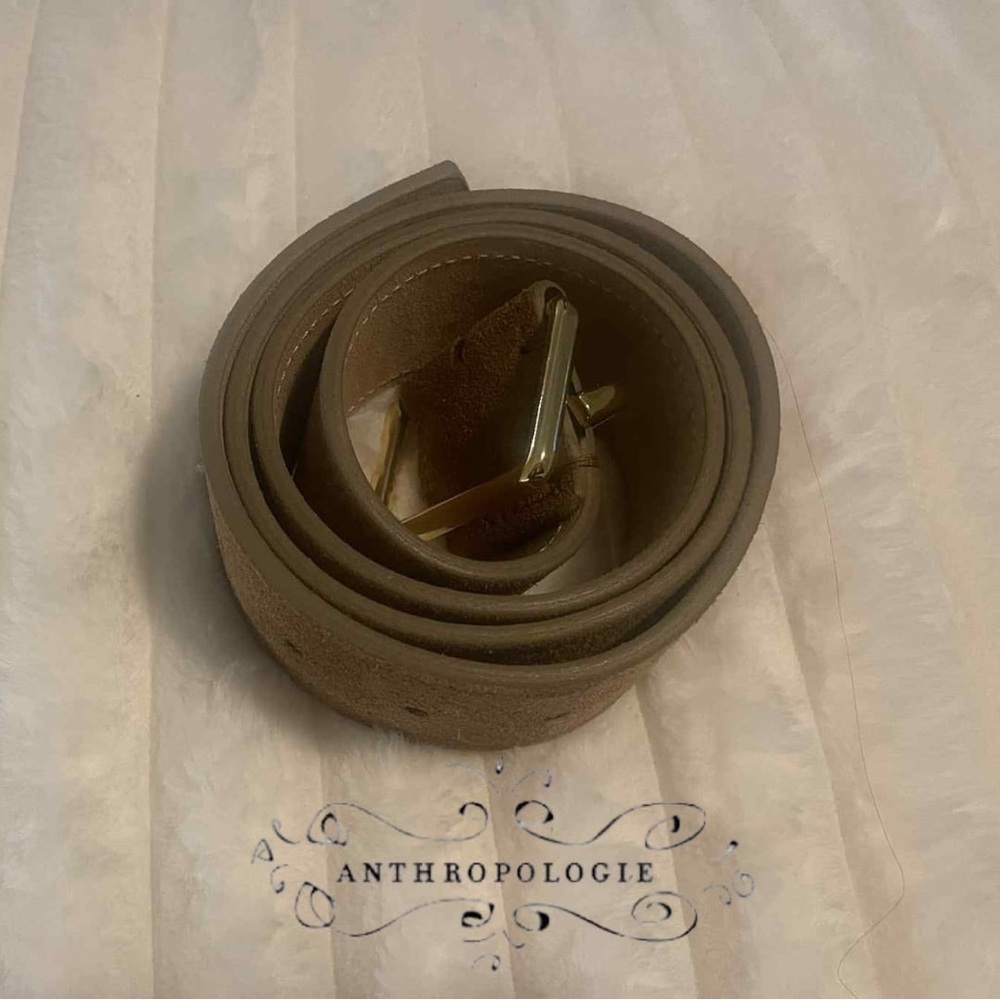 Anthropologie Square-Buckle Suede Belt